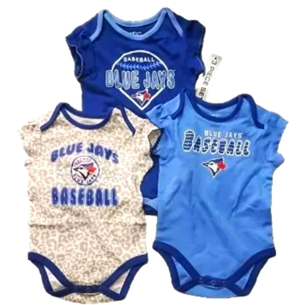 3pc Set Infant Girls Blue Jays Bodysuits Genuine MLB Merchandise Size 12M NWT
